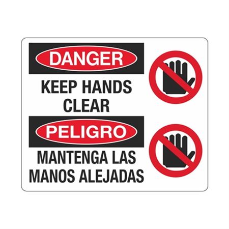 Danger Keep Hands Clear / Bilingual Sign